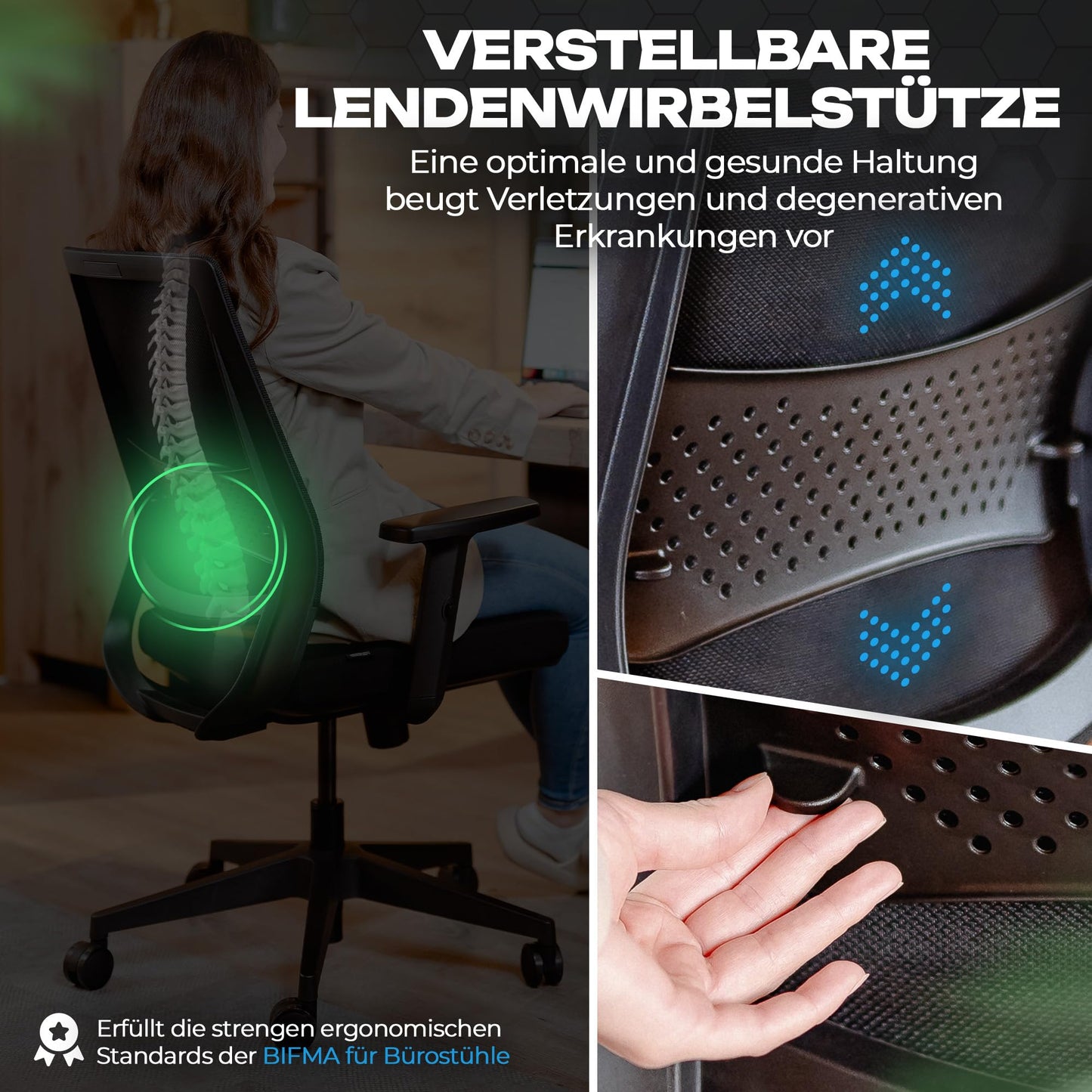 VALKENSTOL M2 – Ergonomischer Bürostuhl Testsieger | Verstellbare Armlehnen, Rückenfreundlich, Büro & Home Office